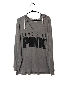 PINK LOVE PINK Gray Lightweight Athletic Graphic Hoodie